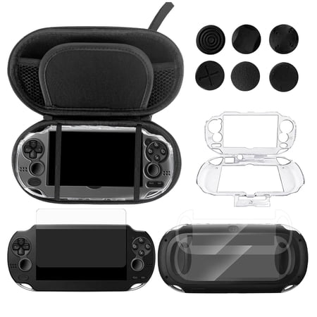 10 in 1 Accessories Kit for PS Vita 1000, Carrying Case for PSV 1000, Protective Case, Front and Back Screen Protectors, and 6Pcs Thumb Grip Caps, for PS Vita 1000/PCH-1000 ONLY