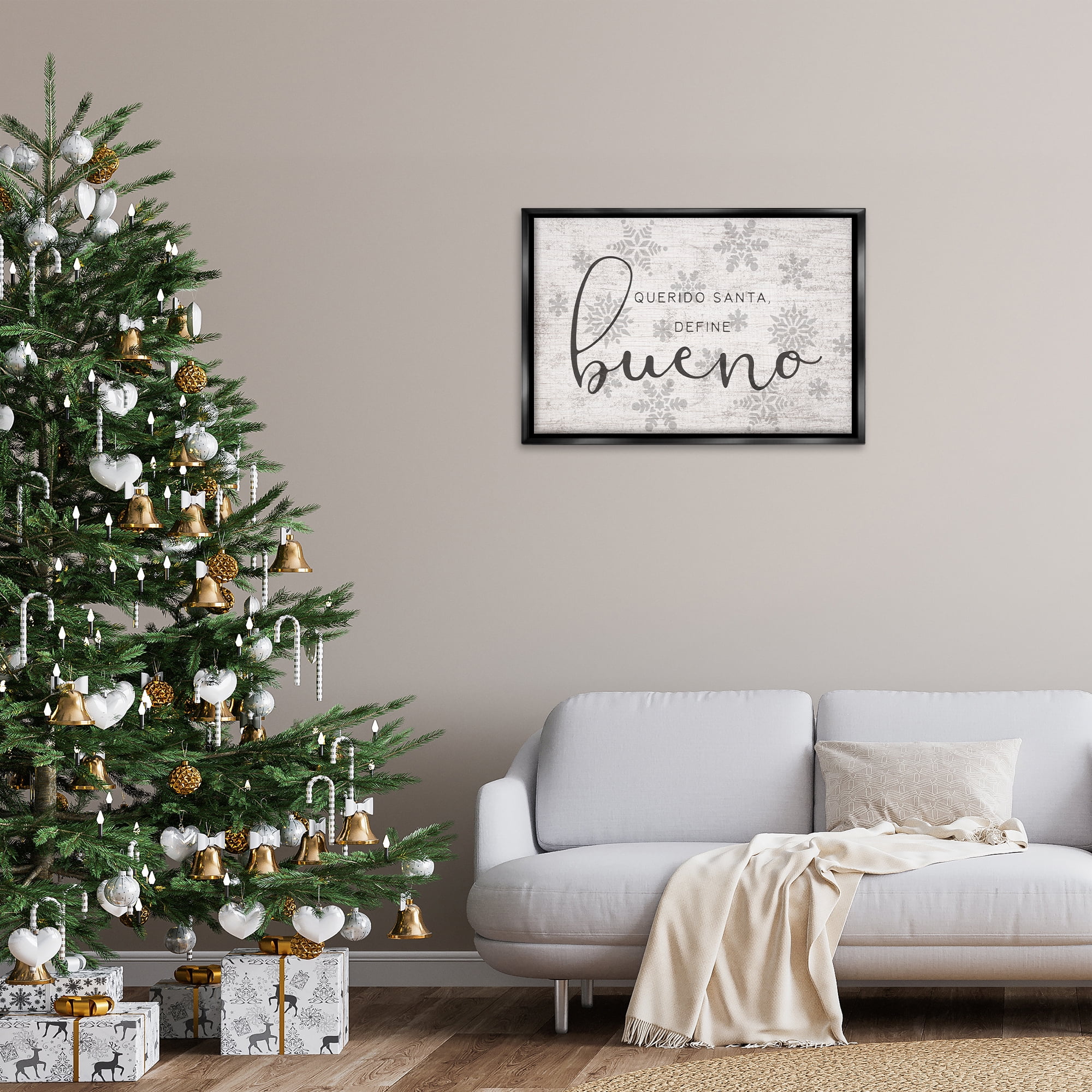Stupell Industries Querido Santa Define Bueno Holiday Painting Black Floater Framed Art Print Wall Art, 31 x 21