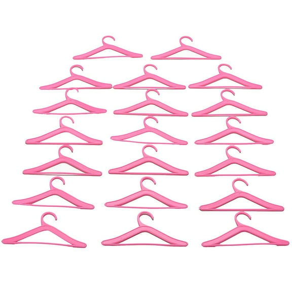 20 Pcs Pink Hangers For Barbies Dolls Clothes Accessories Plastic Hangers