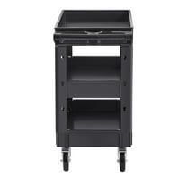 KFFKFF Utility Service Cart, 550 lbs Load Capacity, 3-Shelf Durable Plastic Rolling Cart with 360° Swivel Wheels (2 Braking), Ergonomic Handle for Storage in Warehouse/Garage/Cleaning