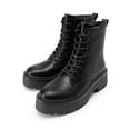 thumbnail image 5 of DREAM PAIRS Girls' Mid Calf Combat Boots, Black & White Lace-Up Boots with Side Zipper, Kids Fall Winter Fashion Shoes, 5 of 7