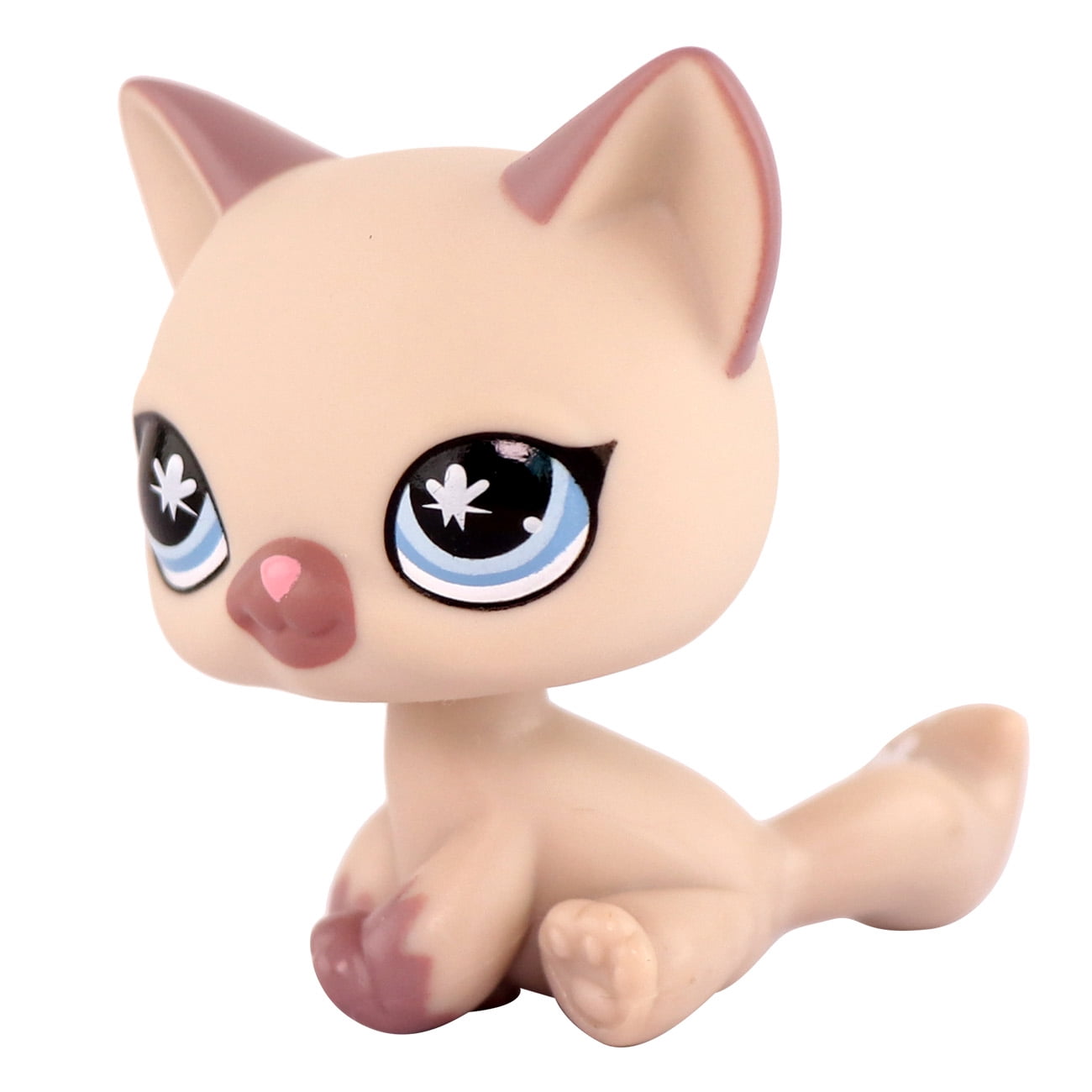Mini lps shop Sitting Shorthair Cat #664 Brown Toy Blue Eyes for lps Collection Kids Gift Girl Play Figure