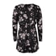 thumbnail image 4 of Vestido de manga larga con cuello redondo Mangas largas Vestido corto con cinturón y estampado de moda suelto con 2 bolsillos para vacaciones Negro S, 4 of 6