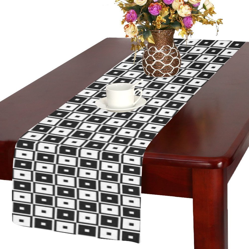 MYPOP Black and White Check Table Runner Placemat 14x72 inches