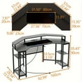 thumbnail image 3 of Computer Desk with Full Monitor Stand, 63" Large Wing-Shaped Gaming Desk with Power Outlet & LED light, RGB Mouse Pad, Wireless Charging, Headphone Hook,Studio Desk with Storage Shelf for Live, 3 of 5
