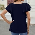 thumbnail image 4 of Timegard Hauts pour Femmes Col en V Manches Courtes Blouse Ample Couleur Unie Décontractée Basique, 4 of 7