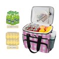 thumbnail image 3 of Pink Grid Insulated Lunch Bag 15L Cooler Box for Women Men Work Camping Beach Travel, 3 of 7