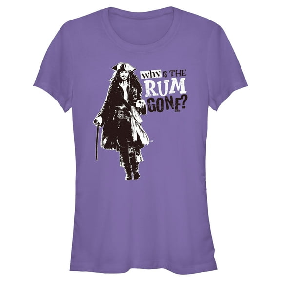 Junior's Pirates of the Caribbean: Dead Man's Chest Jack Sparrow Why is the Rum Gone Graphic Tee Purple Medium