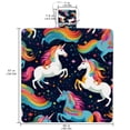 thumbnail image 2 of Unicorn Canvas Picnic Mat Waterproof and Portable Outdoor Blanket for Beach, Camping, Travel - Large Size with Carry Strap - Navy Blue Stripe Design, 2 of 6