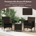 thumbnail image 5 of RELAX4LIFE 3-Piece Patio Furniture Set - Rattan Wicker Outdoor Conversation Set w/Cushions & Glass Coffee Table, Balcony Furniture for Porch Garden Backyard, Bistro Table and Chairs Set of 2 (Black), 5 of 9