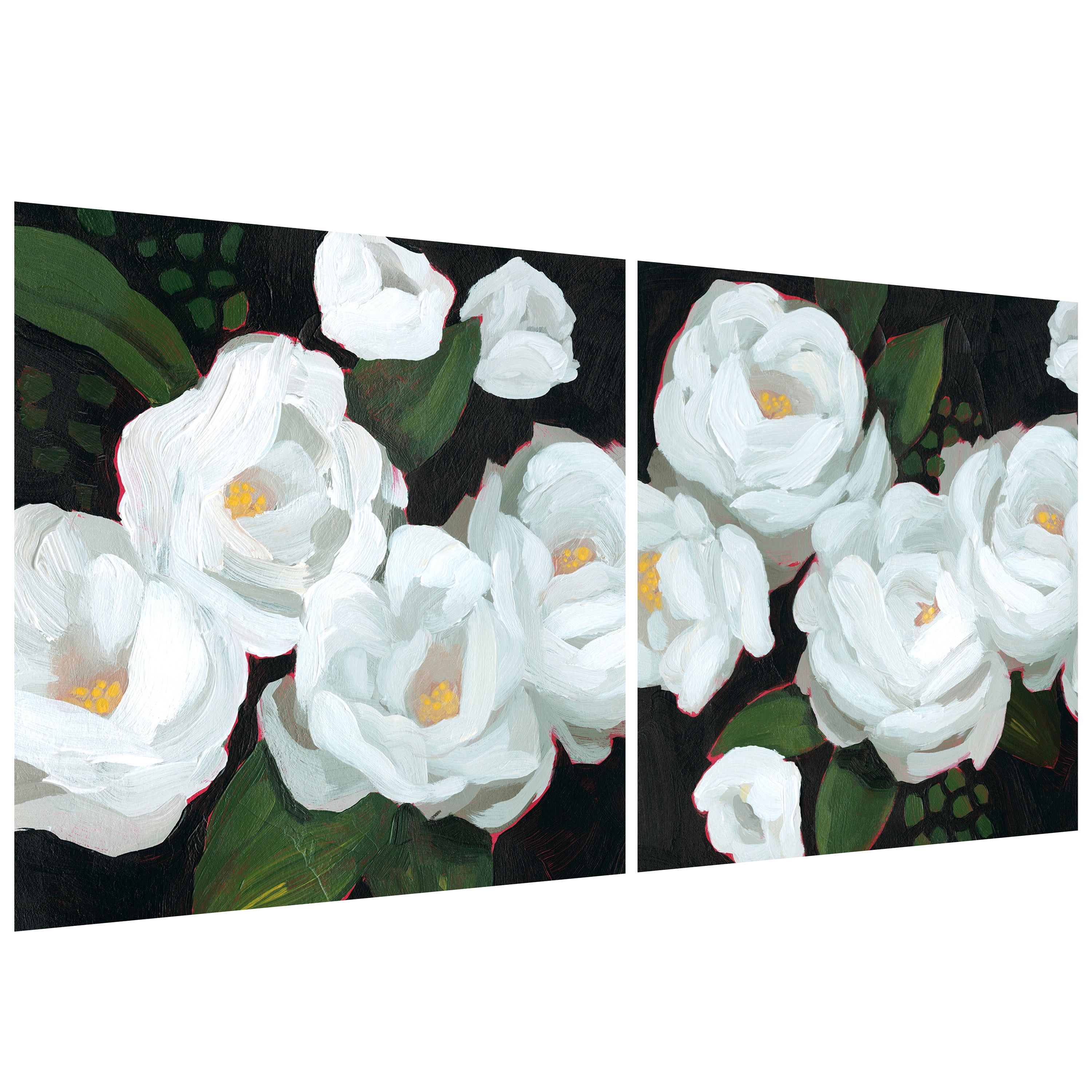 "White Blossom Serenity I & II" Flower Frameless Reverse Printed Tempered Art Glass Wall Art