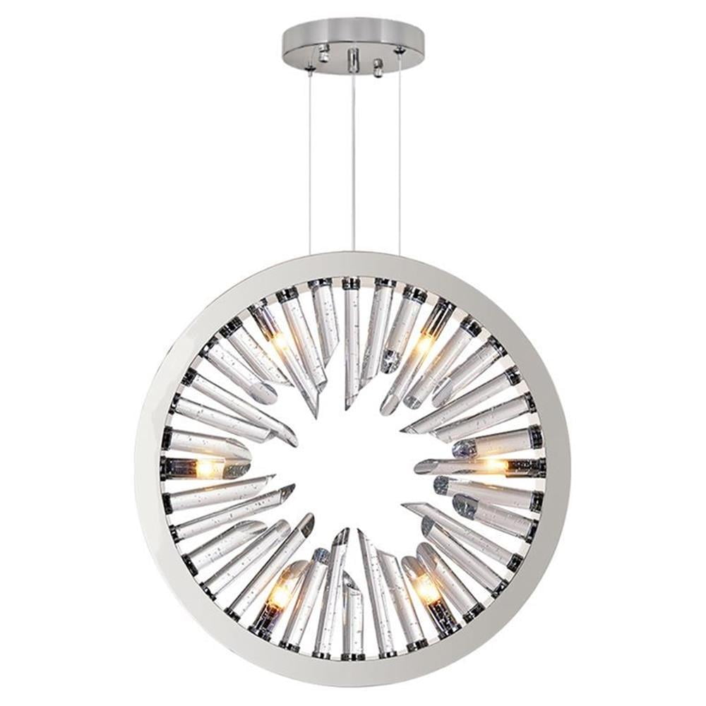CWI Lighting Spiked 6 Light Contemporary Metal Chandelier in Polished Nickel