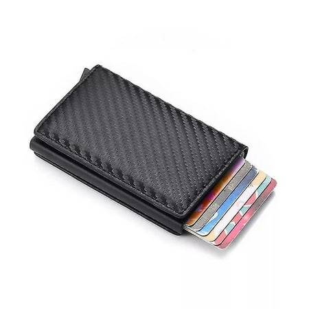 Carbon Rfid - Nfc Protection Leather Wallet Card Holder 6pcs Card ...