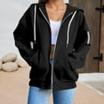 thumbnail image 6 of Women's Casual Zip Up Hoodie - Solid Color Loose Fit Long Sleeve Sweatshirt Jacket, Cozy and Warm Basic Hooded Outerwear for Fall and Winter, 6 of 9