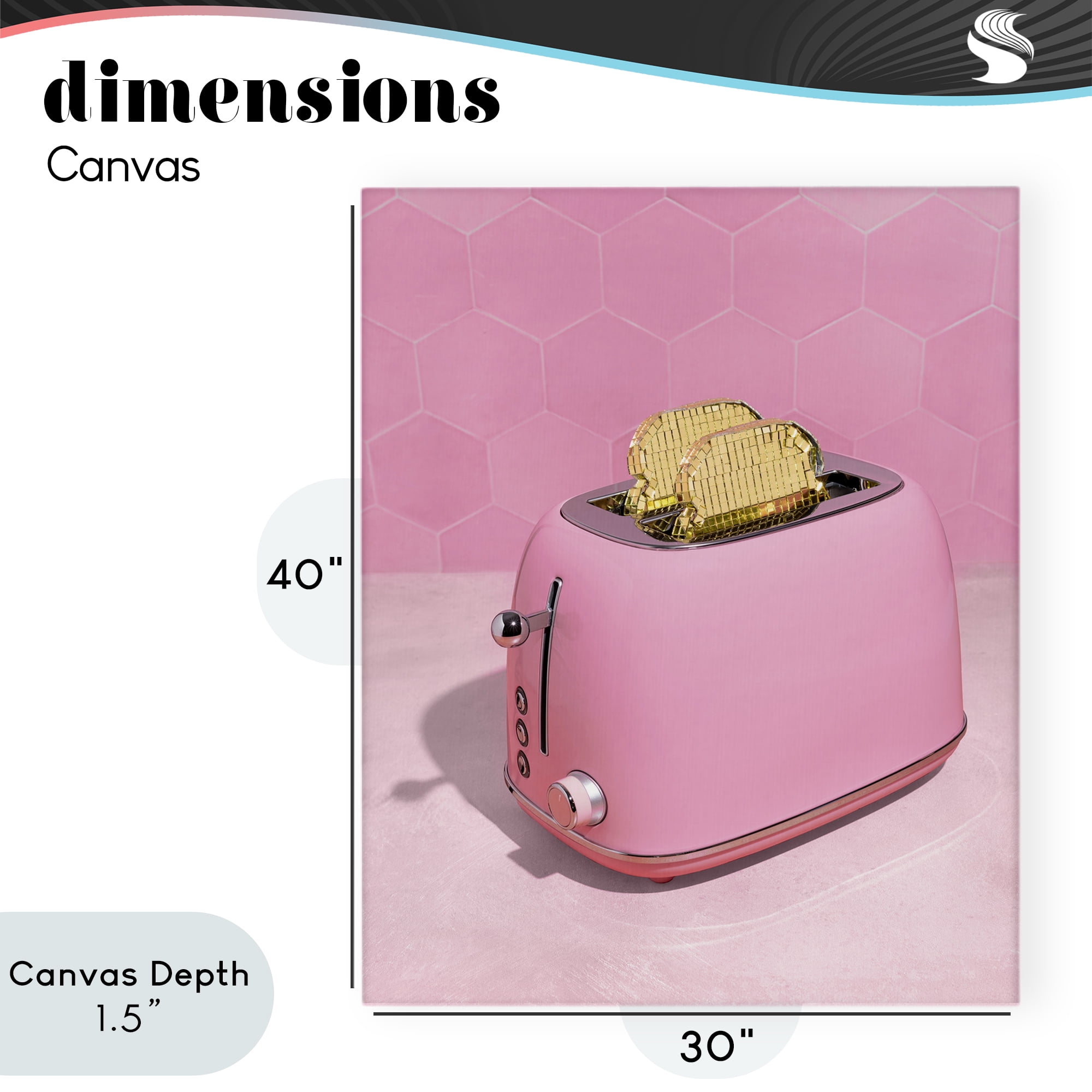 Stupell Industries Golden Toaster over Pink Canvas Wall Art, design by LISH Creative
