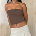 thumbnail image 6 of Sexy Sleeveless Shirts for Women，Women'S Striped Tube Top Strapless Ruched Slim Fit Y2K Crop Bandeau Tops, 6 of 7