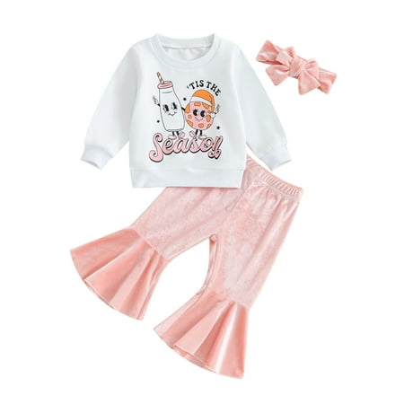 

Qtinghua 3Pcs Infant Toddler Baby Girls Christmas Outfits Long Sleeve Sweatshirt+Velvet Pants+Headband Clothes White 2-3 Years