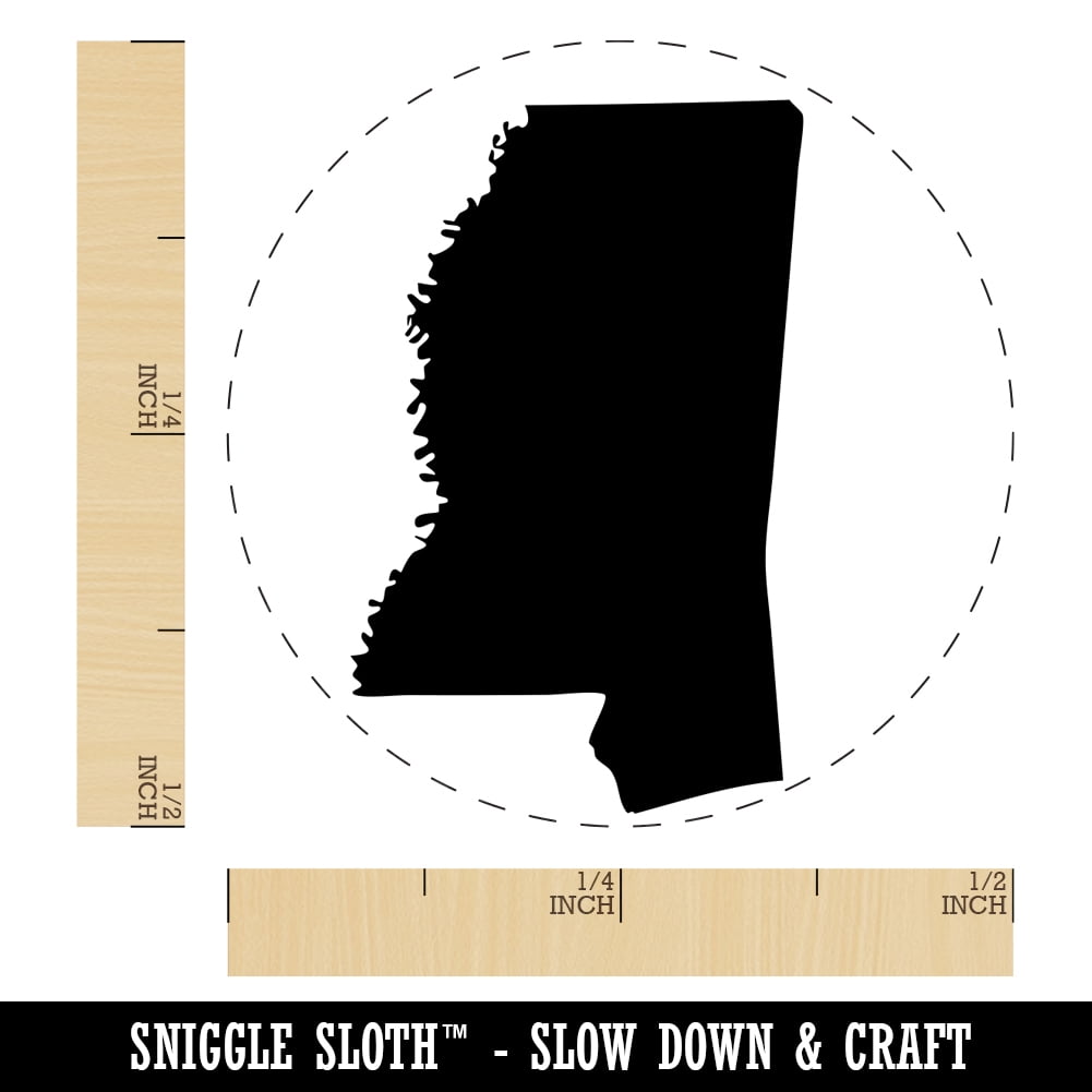 Mississippi State Silhouette Self-Inking Rubber Stamp Ink Stamper - Brown Ink - Mini 1/2 Inch