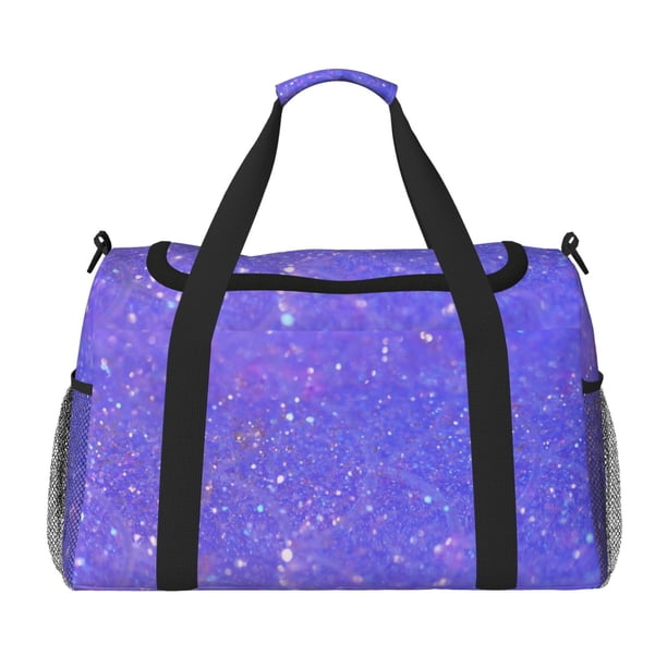 Disketp Purple Glitter Bolsa de Viaje Tipo Duffle, Bolso de Mano para Fin de Semana para Mujer, Bolsa de Gimnasio Ligera para Hombre, Esencial para Viajes