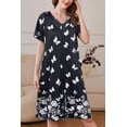 thumbnail image 4 of Ekouaer Robe for Women Short Zipper Floral Print Bathrobe Short Sleeve Pleated Neckline Robes Zip Up Comfy Night Gowns Soft Loungewear, 4 of 6