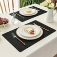 thumbnail image 6 of Reversible Vinyl Placemats Set of 6, Faux Leather 100% Waterproof Oil-Proof Wipeable Place Mats, Heat Resistant Dual Sided Table Mats for Kitchen/Dining/Party (Black, 12 x 18 Inch), 6 of 6
