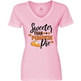 thumbnail image 3 of Inktastic Thanksgiving Sweeter Than Pumpkin Pie Women's V-Neck T-Shirt, 3 of 5