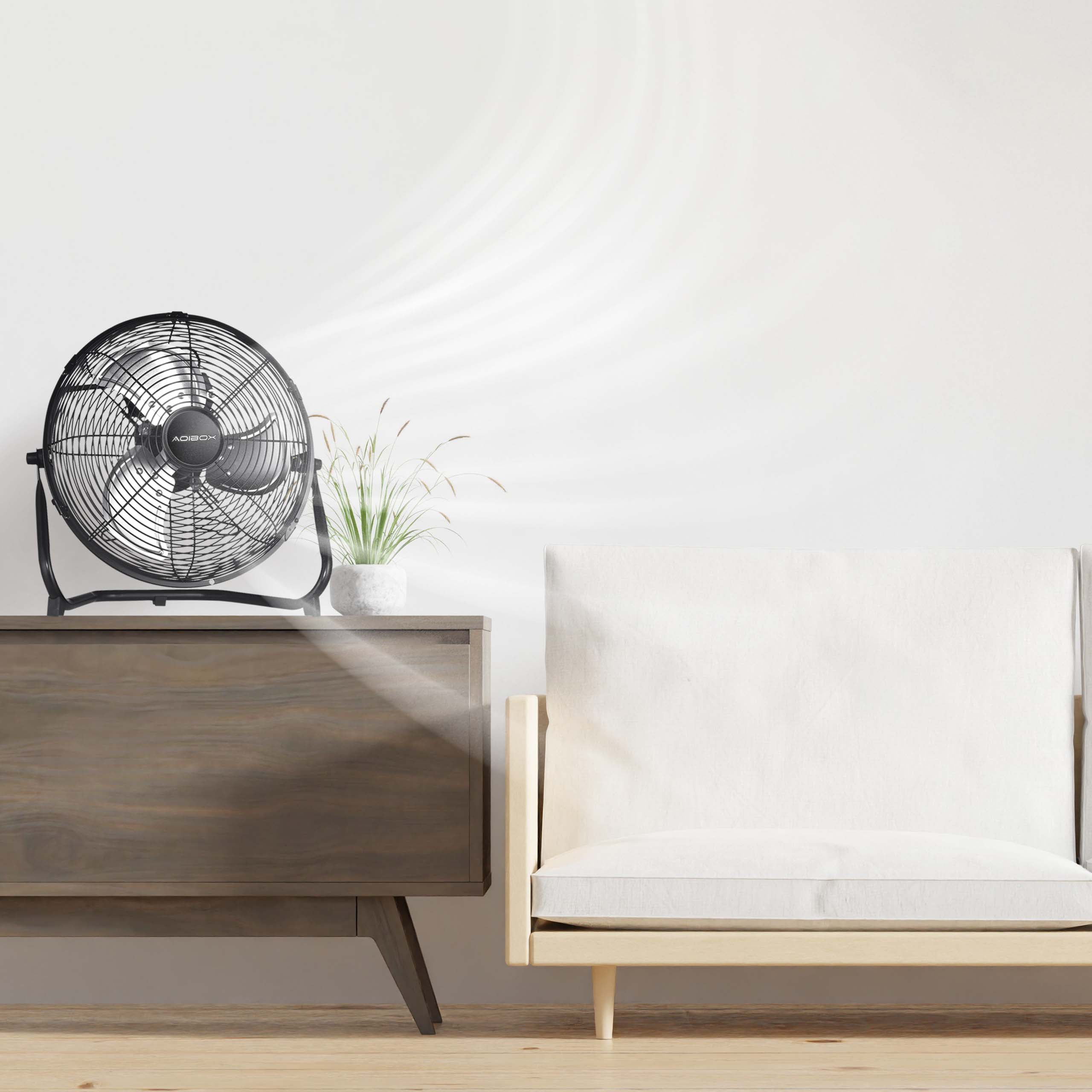 18" 3-Speed High-Velocity Industrial Heavy Duty Metal Floor Fan in Black with Tilting Head for Outdoor Indoor Use