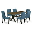 thumbnail image 6 of East West Furniture X677FL121-7 7-Piece Beautiful Dinette Set an Outstanding Distressed Jacobean Dining Table Top and 6 Awesome Linen Fabric Dining Chairs with Nail Heads and Stylish Chair Back, Wire, 6 of 10