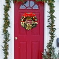 thumbnail image 4 of NSESSHome Christmas Wreath Decorations, Christmas Wreaths for Front Door with Merry Christmas Sign, Christmas Door Wreath with Red Bowknot Bells Poinsettia Christmas Balls for Decor 11.81", 4 of 9