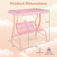 thumbnail image 3 of ELLEGNT Adjustable Canopy Kids Swing – 2-Seater Outdoor Porch Lounge Chair for Patio, Pink, 3 of 9