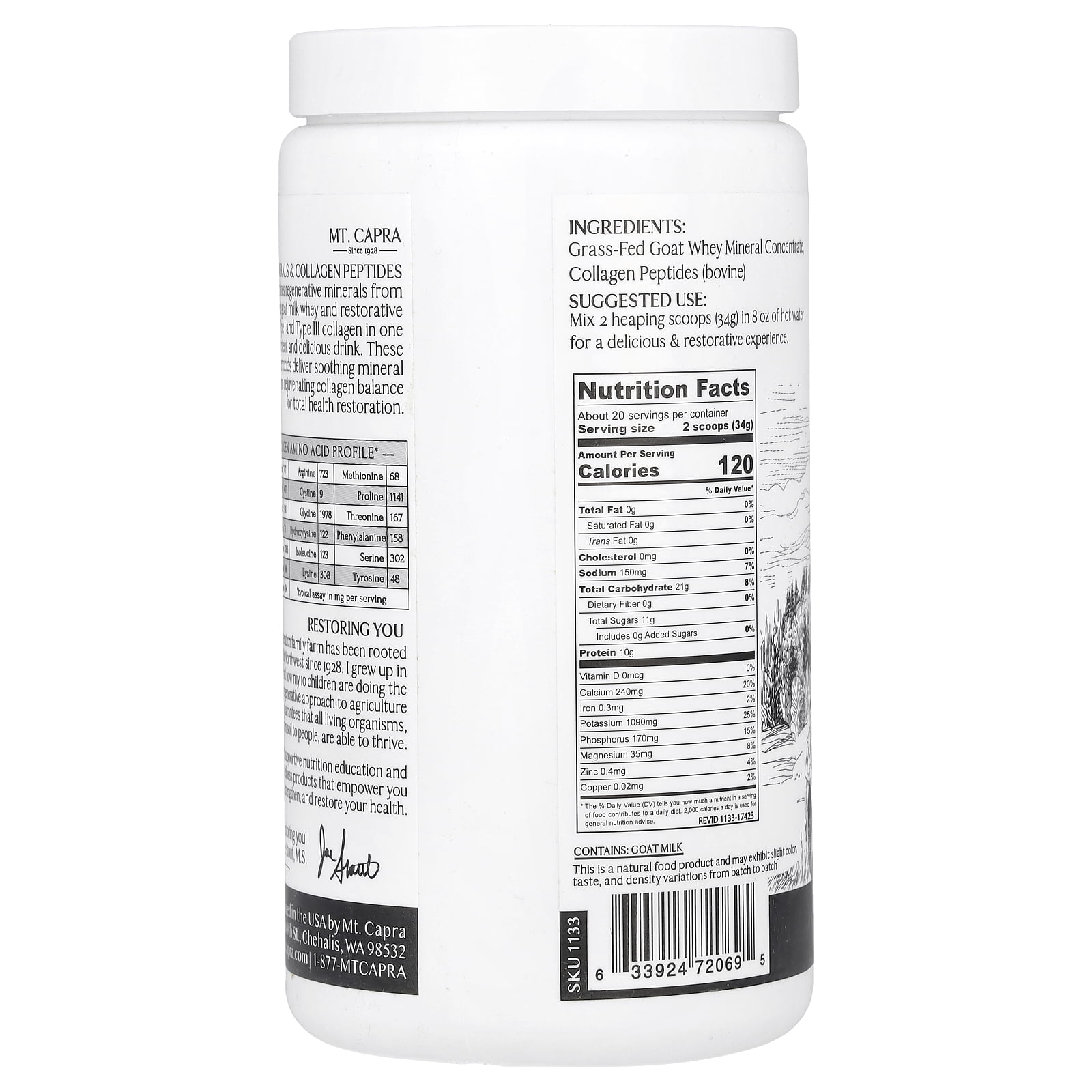 Mt. Capra Clean Minerals with Collagen Peptides, 23.8 oz (675 g)