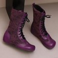 thumbnail image 4 of PiGOGI Women's Mid Calf Boots for Women Round Toe Lace Up Flat Sole Winter Casual Comfortable Fashion Boots Purple 41, 4 of 6