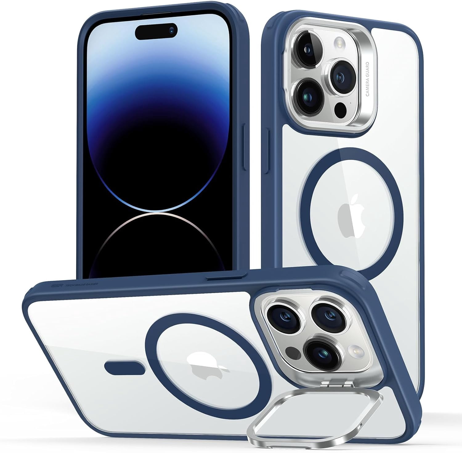 MHAWBL-for iPhone 14 Pro Max Case, Compatible with MagSafe, Built-in Camera Ring Stand, Military-Grade Protection, Magnetic Phone Case for iPhone 14 Pro Max, Classic Kickstand Case (HaloLock), Clear
