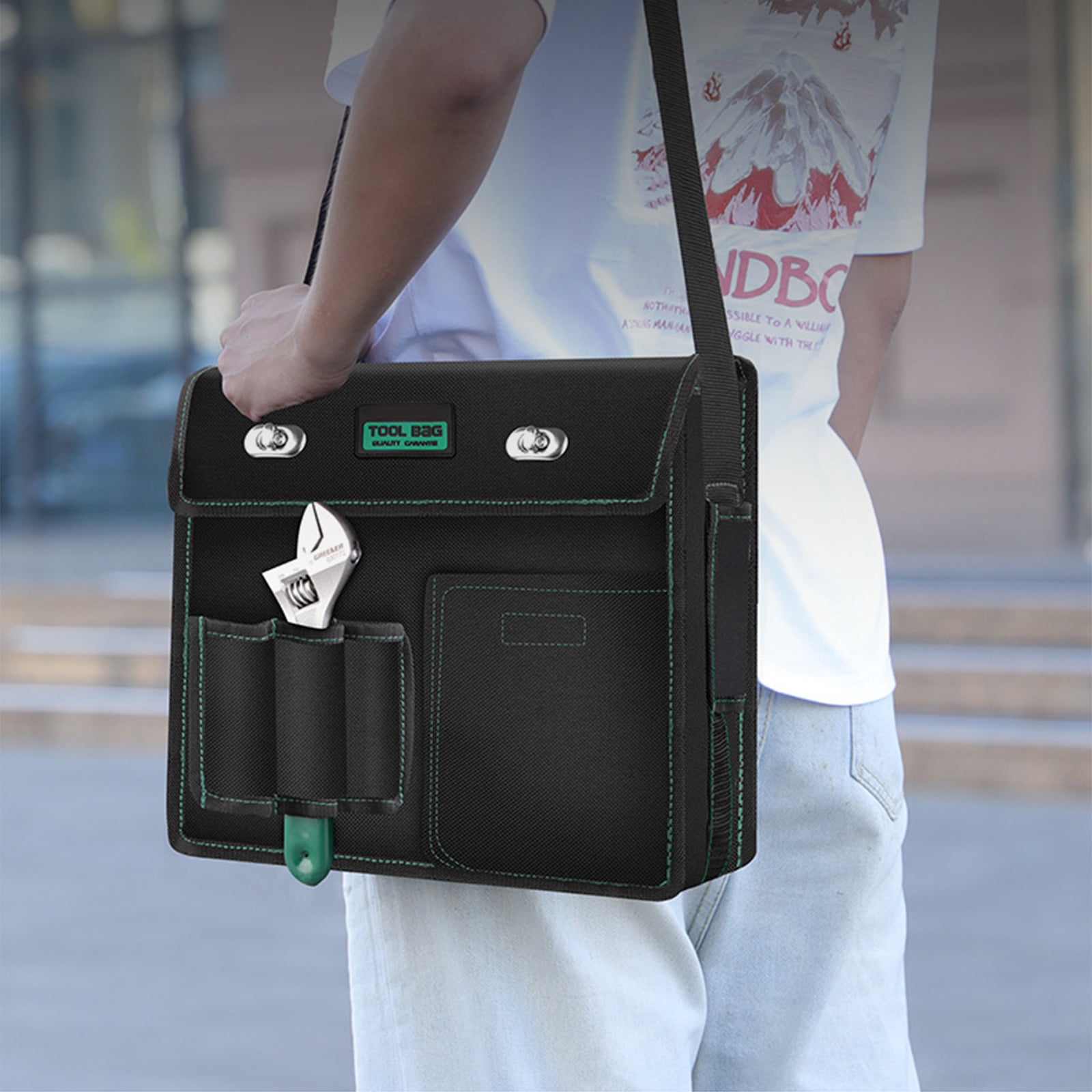 UNTERING Great Canvas Tool Bag with Shoulder Strap Large Capacity and Organized Storage Carry Case for Hand/Power Tools