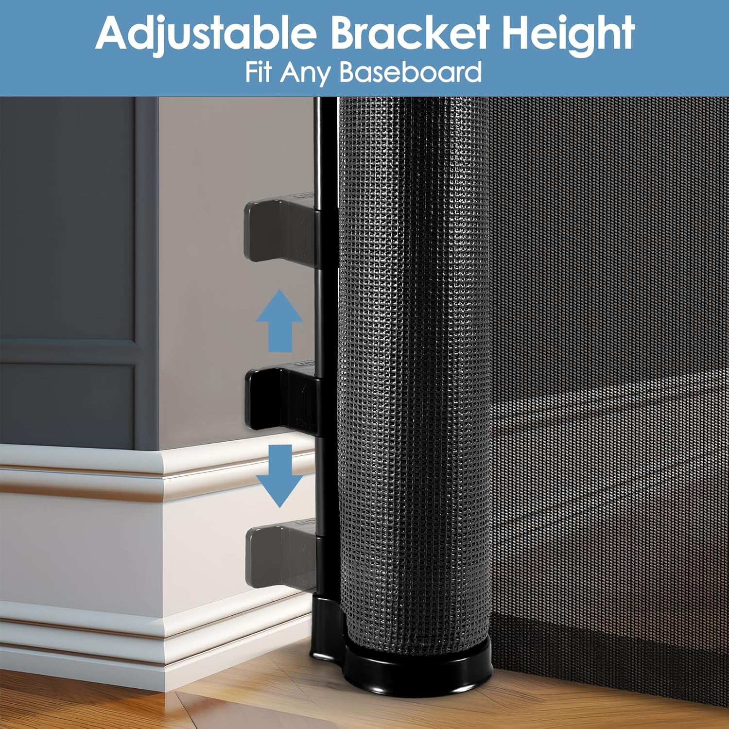 100” Wide Retractable Baby Gate with Support Rods, Upgrade Extra Wide Dog Gate Retractable Pet Gate to Prevent Crawling Through, Indoor/Outdoor Mesh Gate for Large Openings (Black)