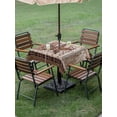 thumbnail image 4 of Outdoor Tablecloths with Umbrella Hole & Zipper, Texas Star Vintage 54x54 Inch Square Tablecloths, Brown Retro Art Red Berry Wooden Waterproof Table Cloth, Patio/Pool/Picnic Table Covers, 4 of 8