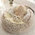 KIHOUT Cat Bed Round Plush Fluffy Hooded Cat Bed Cave, Cozy For Indoor