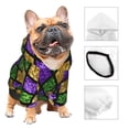 thumbnail image 3 of Fotbe Mardi Gras Shiny Green Purple Sudadera con Estampado para Perros Pequeños – Suéter con Capucha para Mascotas, Tela Suave de Forro Polar con Bolsillo-Small, 3 of 7
