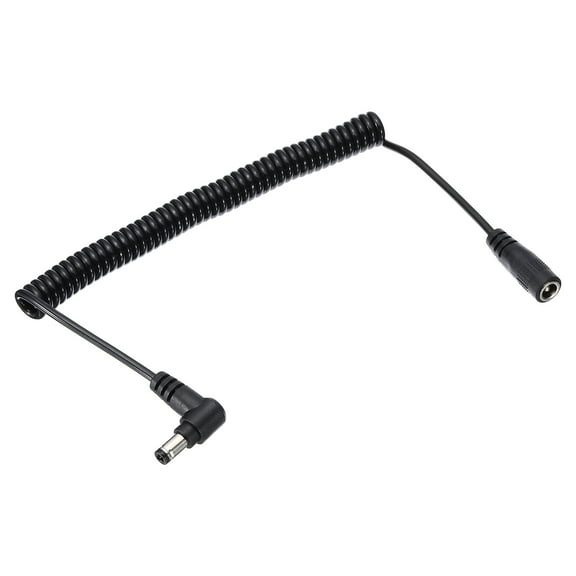 Uxcell 5Ft 5.5mm x 2.5mm Male to Female DC Power Cable, Right Angle Wire Adapter Coiled Extension Cable Cord