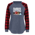 thumbnail image 4 of Camisas Navideñas A Cuadros Para Mujer, Manga Larga Con Estampado A Cuadros, Costura, Manga Larga, Cuello Redondo, Camiseta de Béisbol Raglán Odeerbi ODB208157, 4 of 4