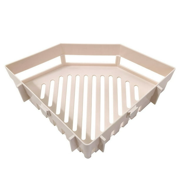Estante de almacenaje sin tiras: Plástico ABS, montado en la pared, para almacenaje en esquinas de baño/cocina