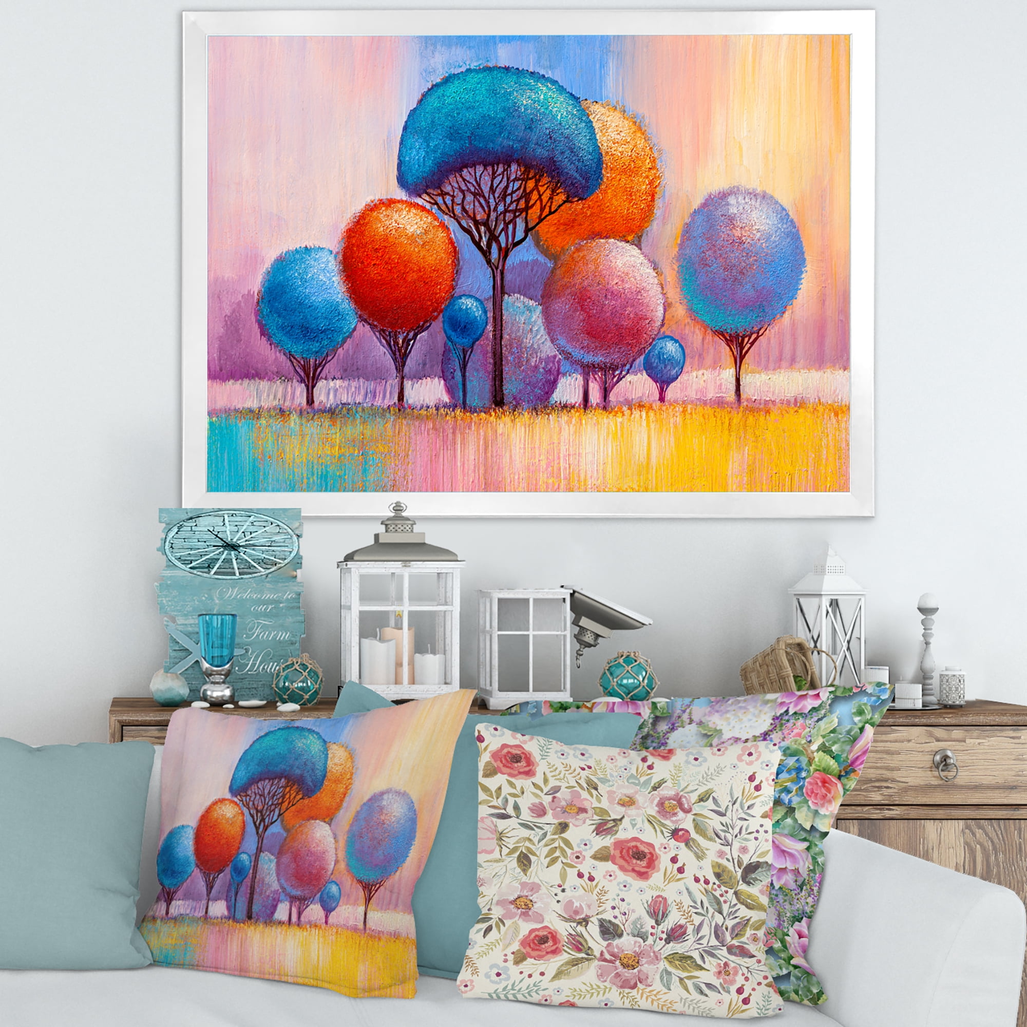 Designart 'Autumn Colorful Fantasy Trees II' Modern Framed Art Print