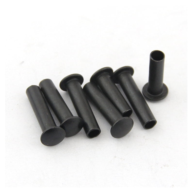 20 Piece Black Carbon Steel Dome Head Half Hollow Shank Rivets M6x14mm