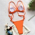 thumbnail image 4 of QLEICOM Women's Swimsuits High Waisted Tummy Control Swimwear One-Piece Swimsuit Bikini Solid Color Swimsuit Splicing Swimsuit Women Bikinis Swimming Suits Cover Ups Bathing Suits Orange M, 4 of 6