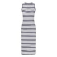 thumbnail image 6 of Busydd Womens Dresses Fashion Knitting Cotton Linen Dresses Breathable Sleeveless Round Neck Maxi Dress Vintage Striped Split Tank Dresses Summer Casual Slim Elegant Long Dress, 6 of 7