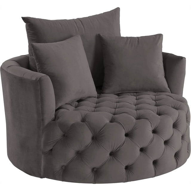 ACME Chaise d'Appoint Zunyas avec Pivot en Velours Gris