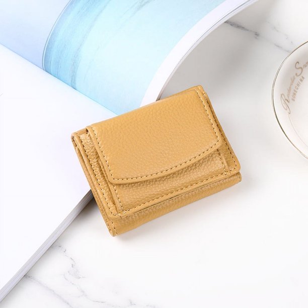 Monedero sencillo para mujer, corto, con tres compartimentos para varias tarjetas, de gran capacidad y antidesmagnetización