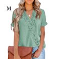 thumbnail image 2 of Sonducket Camisa de manga corta para mujer, cuello en V, fecha de verano, vacaciones, Tops simples de Color sólido, blusa informal, camiseta, Ropa, zapatos y accesorios Miscelánea Azul claro METRO, 2 of 6