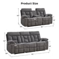 thumbnail image 2 of Bonzy Home 2-Piece Recliner Sofa Set — Reclining Loveseat & Extra-Wide 3-Seat Bonded Fabric Sofa, Gray, 2 of 7