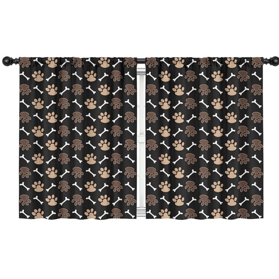 Blackout Kids Curtains,Paw Prints and Bones Childrens Insulated Curtains Set Of 2,Bedroom Essentials,Toddler Room Decor 42x54in(106x137cm)